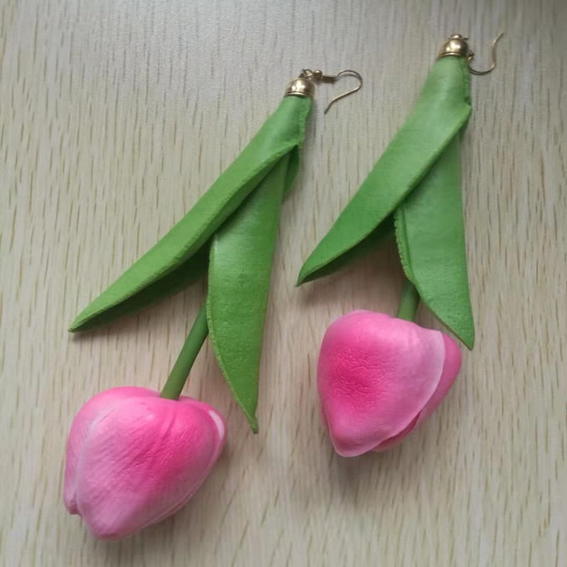 TEEK - Upside Down Tulip Earrings JEWELRY theteekdotcom Pink  