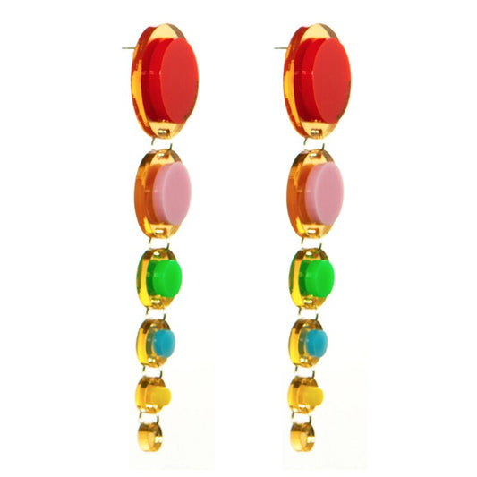 TEEK - Golden Colorful Round Tassel Drop Earrings JEWELRY theteekdotcom