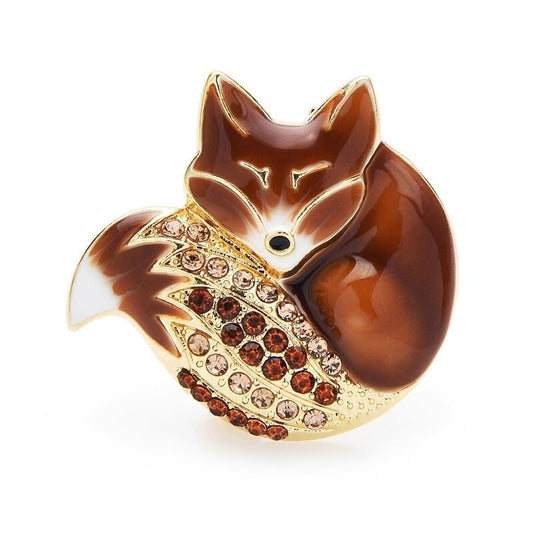 TEEK - Sleeping Fox Brooches JEWELRY theteekdotcom brown