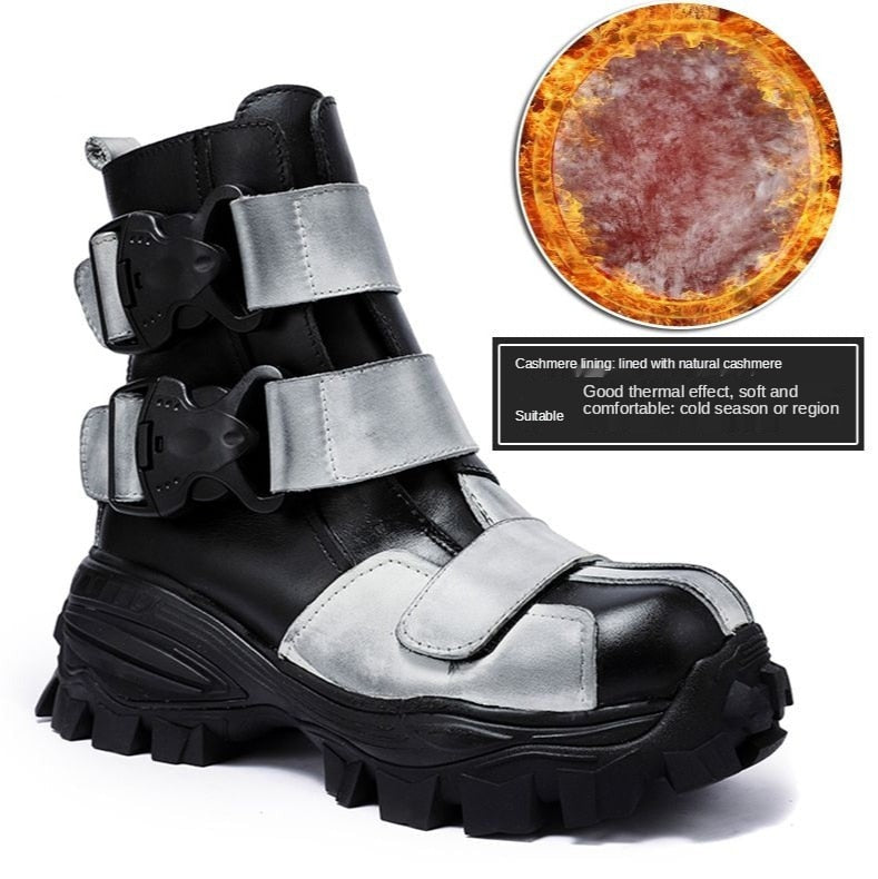 TEEK - Italian Vel Buckle Strap Motorcycle Boots SHOES theteekdotcom