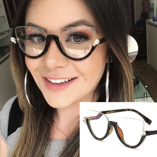 TEEK - Fashion Diamond Cat Eyeglasses EYEGLASSES theteekdotcom E303 leopard clear