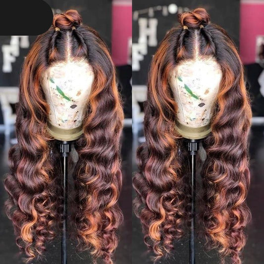 TEEK - Highlight Brown Ombre 180 Remy Peruvian Lace Frontal Wig HAIR theteekdotcom