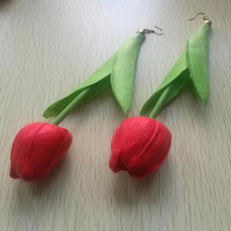 TEEK - Upside Down Tulip Earrings JEWELRY theteekdotcom Red  