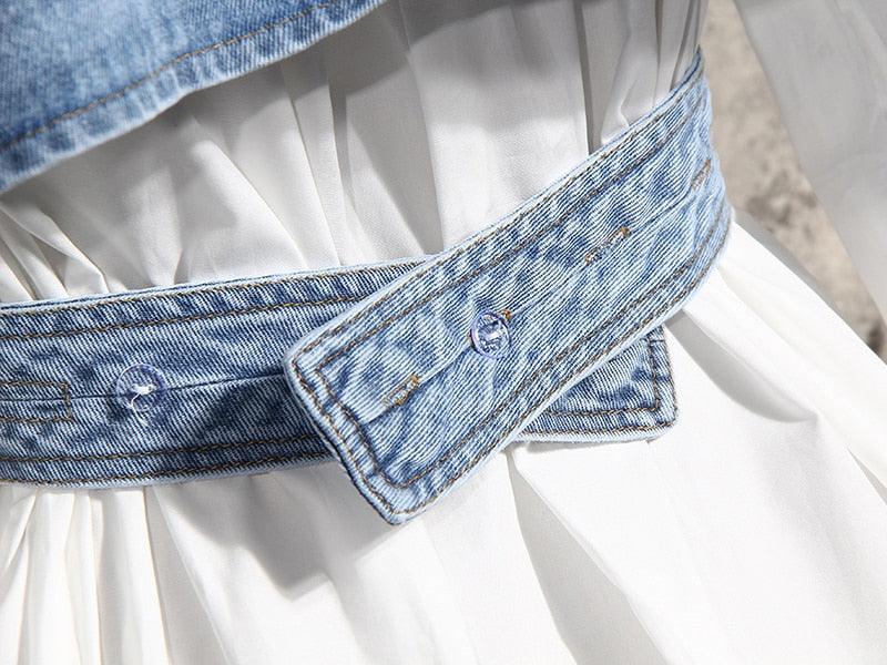 TEEK - Crossed Cropped Denim Top TOPS theteekdotcom