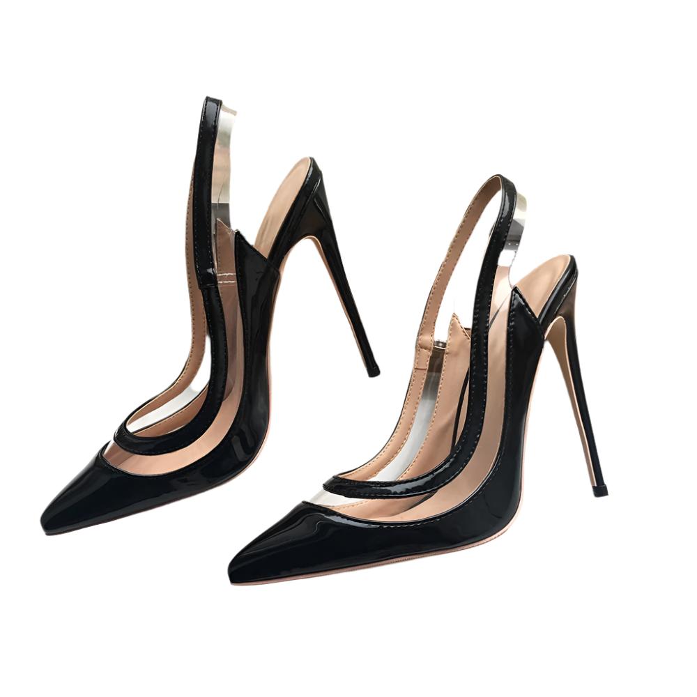 TEEK - Transparent Foot Line Black Slingback Heels SHOES theteekdotcom Black | 10cm/3.94in heel 5