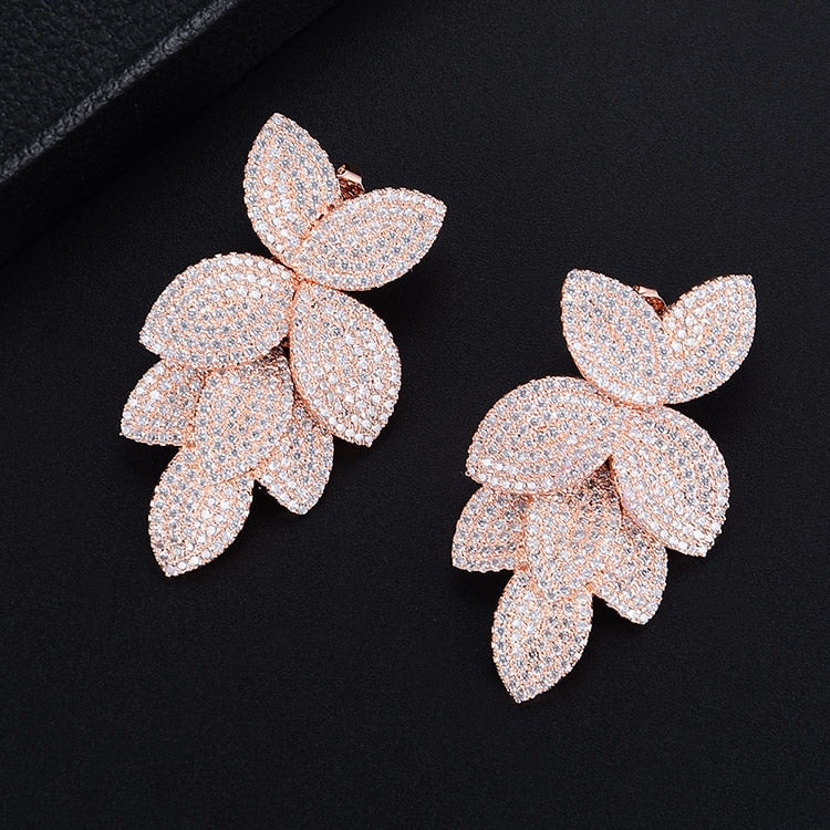 TEEK - Flower Leaf CZ Jewelry JEWELRY theteekdotcom J Rose Gold