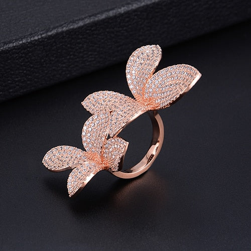 TEEK - Flower Leaf CZ Jewelry JEWELRY theteekdotcom N Rose Gold