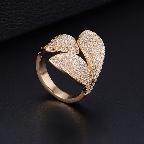 TEEK - Flower Leaf CZ Jewelry JEWELRY theteekdotcom F Gold Ring