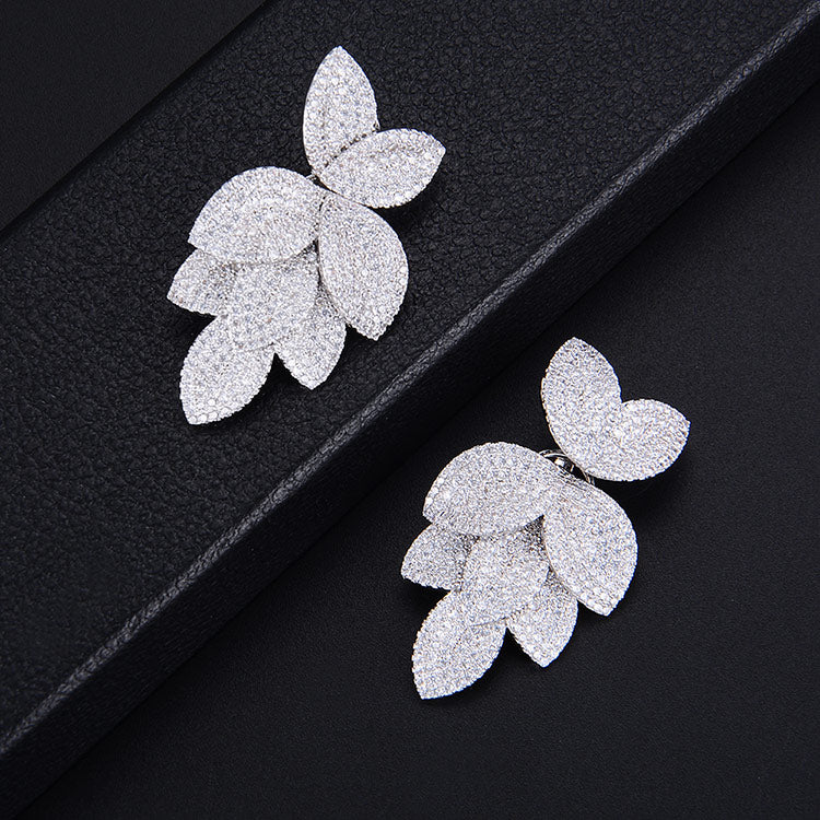 TEEK - Flower Leaf CZ Jewelry JEWELRY theteekdotcom I Silver Earring