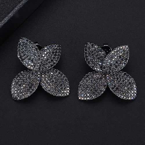 TEEK - Flower Leaf CZ Jewelry JEWELRY theteekdotcom S Black