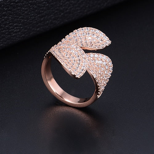 TEEK - Flower Leaf CZ Jewelry JEWELRY theteekdotcom G Rose Gold