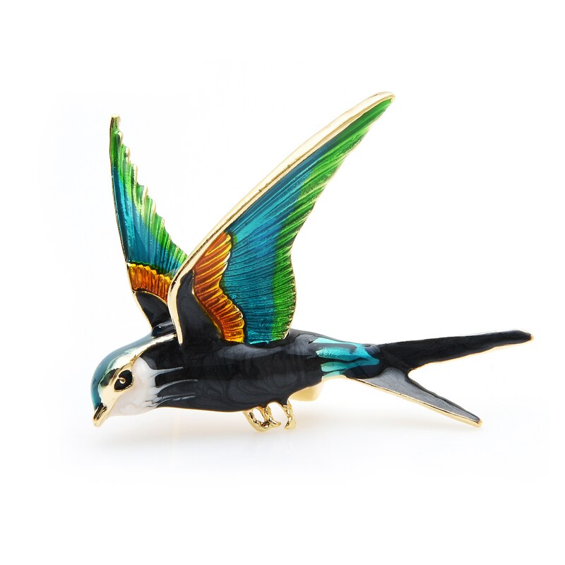 TEEK - Enamel Flying Swallow Brooch JEWELRY theteekdotcom