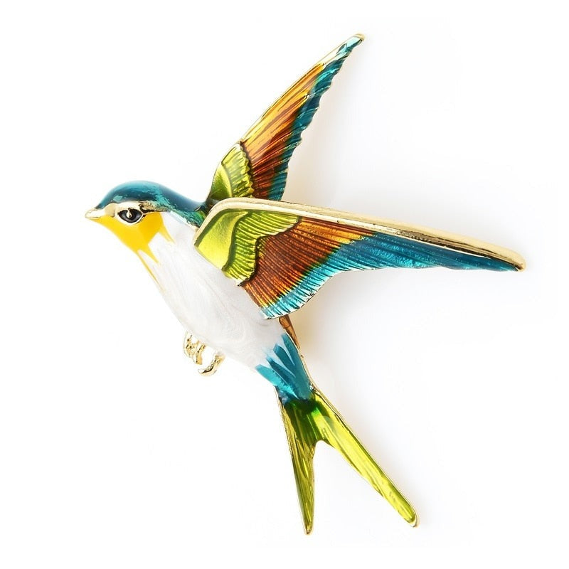 TEEK - Enamel Flying Swallow Brooch JEWELRY theteekdotcom multicolor
