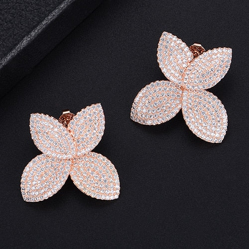 TEEK - Flower Leaf CZ Jewelry JEWELRY theteekdotcom R Rose Gold