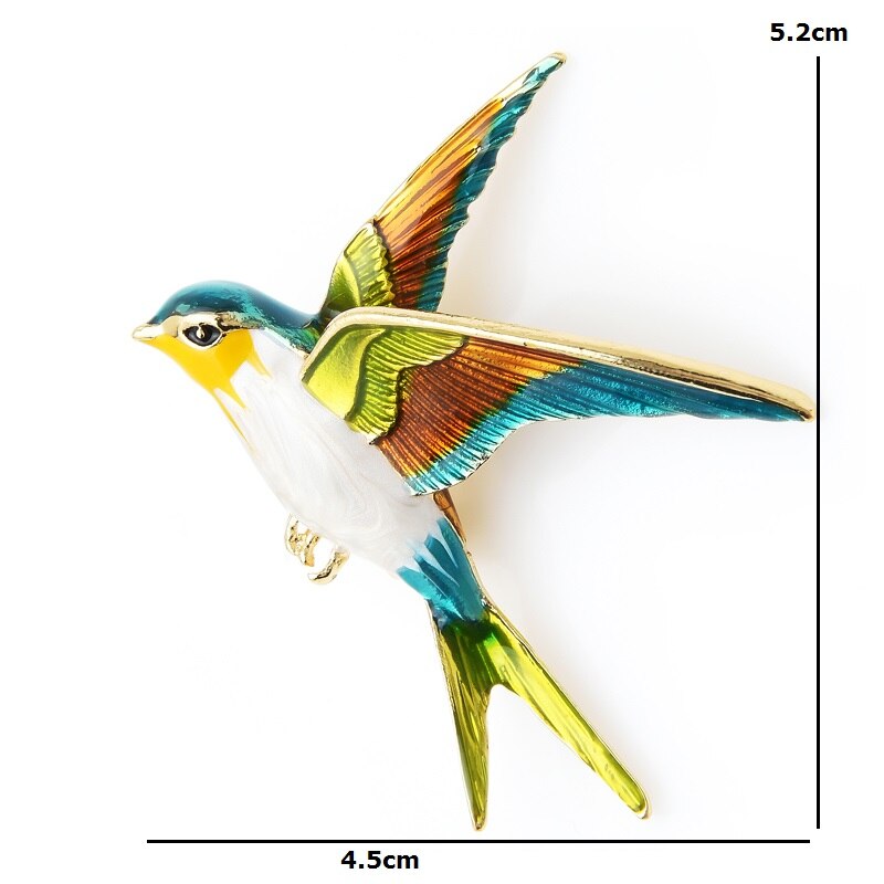 TEEK - Enamel Flying Swallow Brooch JEWELRY theteekdotcom
