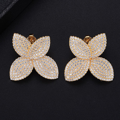 TEEK - Flower Leaf CZ Jewelry JEWELRY theteekdotcom P Gold Earring