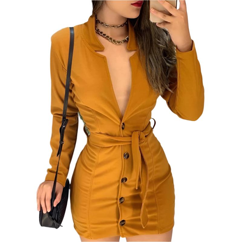 TEEK - Long Sleeve Plunge Dress DRESS theteekdotcom XS