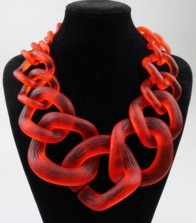 TEEK - Big Acrylic Chunk Chain Necklace JEWELRY theteekdotcom Frosted Red