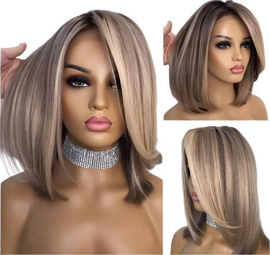 TEEK - Ash Grey Brown Wigs HAIR theteekdotcom Ash Brown 8inches 13x4x1 Lace Part 150