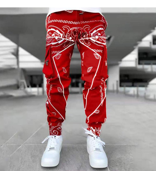 TEEK - Bandana Print Cargo Pants PANTS theteekdotcom Red S