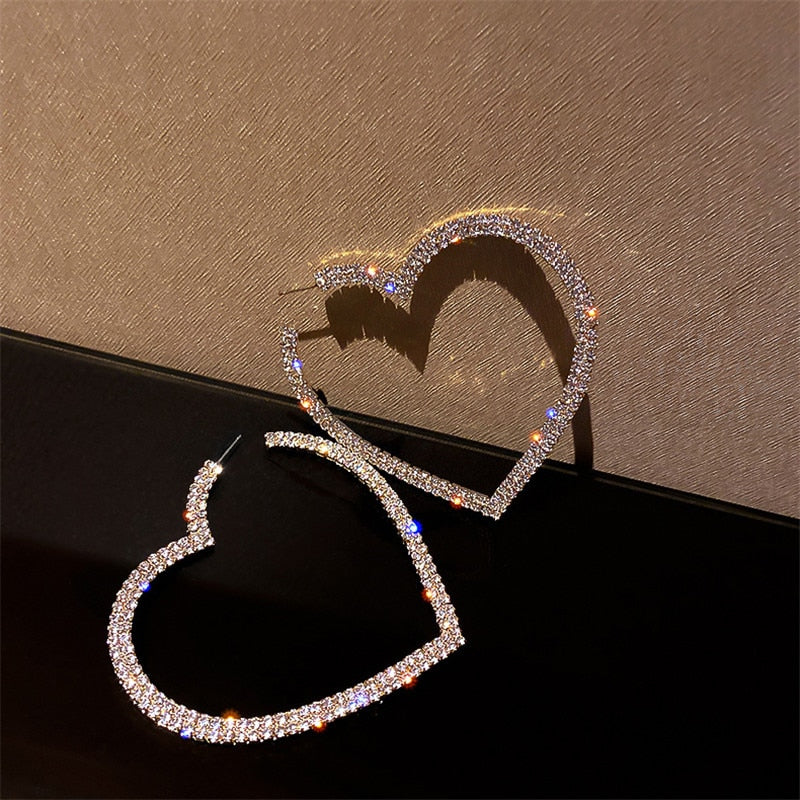 TEEK - Big Heart Crystal Hoop Earrings JEWELRY theteekdotcom