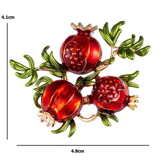 TEEK - Red Enamel Pomegranate Brooches JEWELRY theteekdotcom