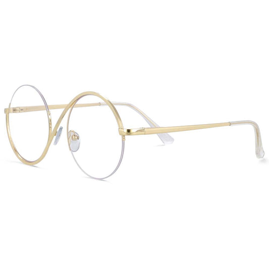 TEEK - Round Metal Half Frame Eyeglasses EYEGLASSES theteekdotcom gold