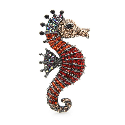 TEEK - Sparkling Rhinestone Seahorse Brooches JEWELRY theteekdotcom red