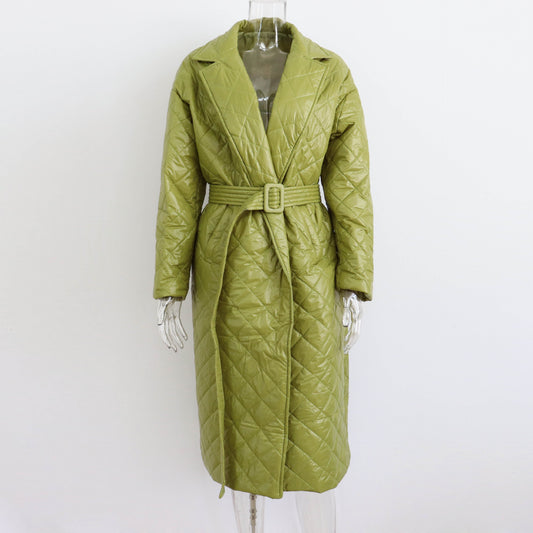 TEEK - Rhombus Pattern Belted Coat COAT theteekdotcom