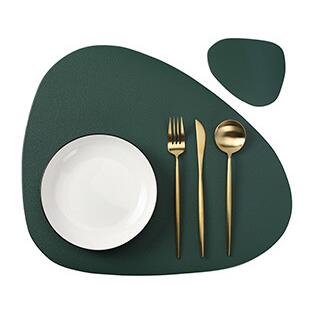 TEEK - Irregular Clean Color Placemats HOME DECOR theteekdotcom green 1 Placemat and 1 Coaster