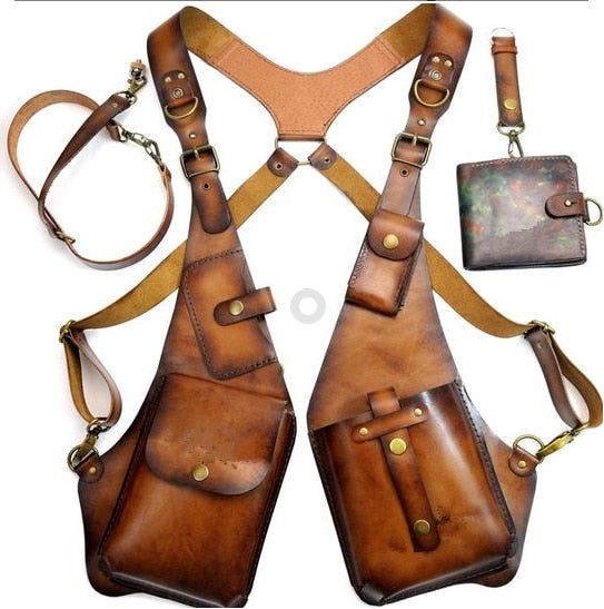 TEEK - Double Pocket Vintage-Style Holster BAG theteekdotcom Brown