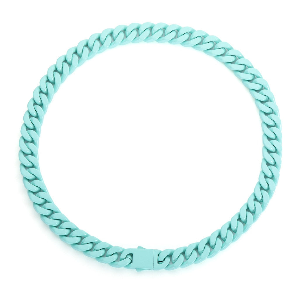 TEEK - Color Link Latch Chain Necklace JEWELRY theteekdotcom Teal 20inch 50.8cm