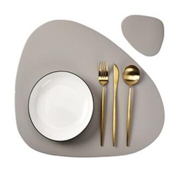 TEEK - Irregular Clean Color Placemats HOME DECOR theteekdotcom cream grey 1 Placemat and 1 Coaster