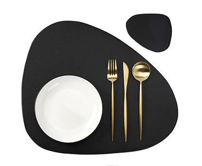 TEEK - Irregular Clean Color Placemats HOME DECOR theteekdotcom black 1 Placemat and 1 Coaster