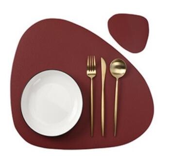 TEEK - Irregular Clean Color Placemats HOME DECOR theteekdotcom red 1 Placemat and 1 Coaster