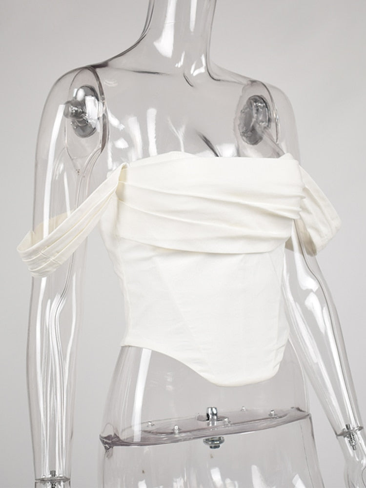 TEEK - White Boned Corset Top TOPS theteekdotcom