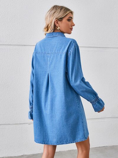 TEEK - Pocketed Button Mini Denim Dress DRESS TEEK Trend
