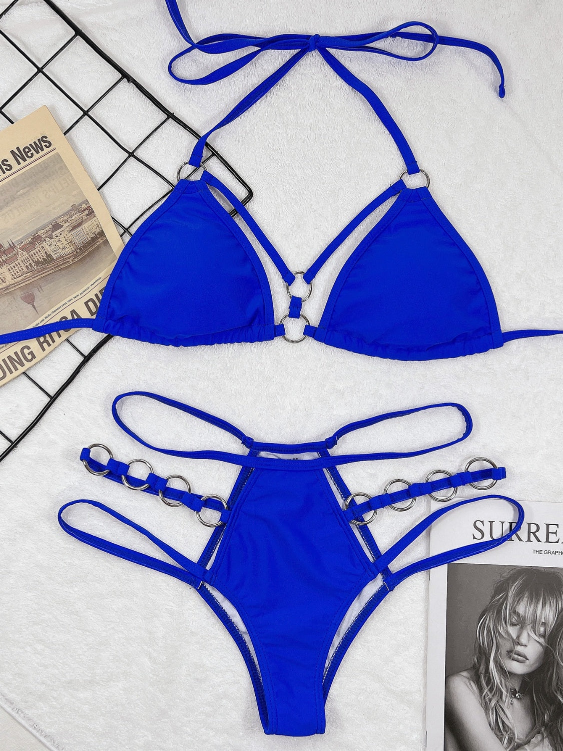 TEEK - Cutout Halter Neck Two-Piece Bikini Set SWIMWEAR TEEK Trend Royal Blue S