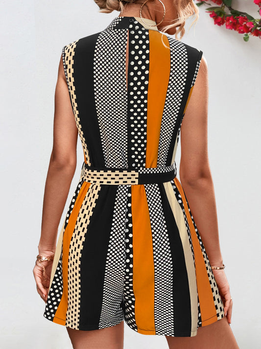 TEEK - Black Tied Color Block Sleeveless Romper JUMPSUIT TEEK Trend