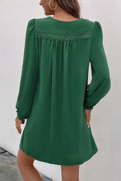 TEEK - Green Ruched V-Neck Flounce Sleeve Dress DRESS TEEK Trend