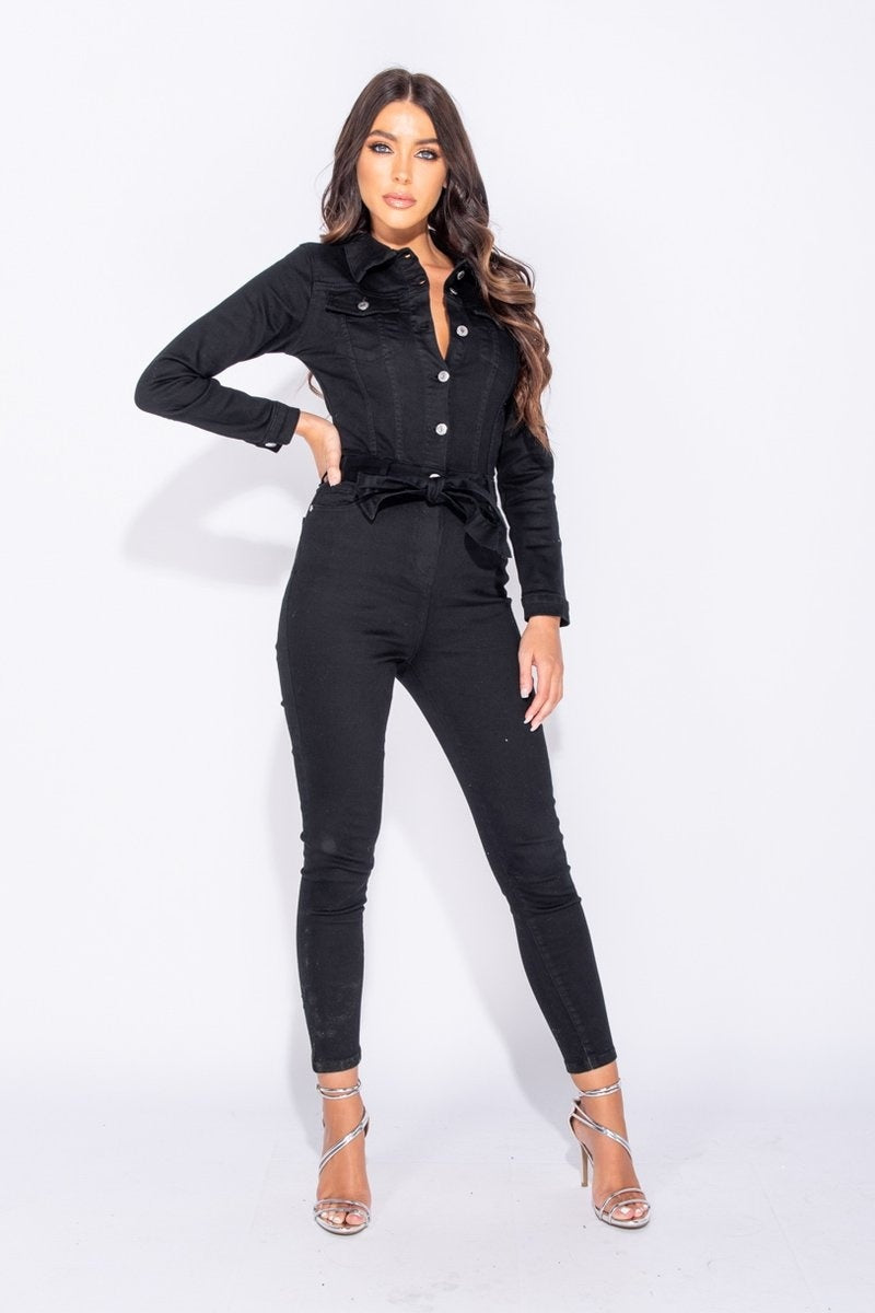 TEEK - De-Nim Long Sleeve Jumpsuit JUMPSUIT TEEK Black 4