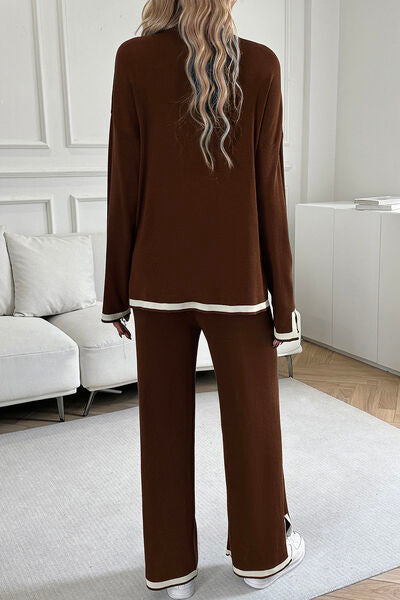 TEEK - Contrast Trim Top and Pants Set SET TEEK Trend