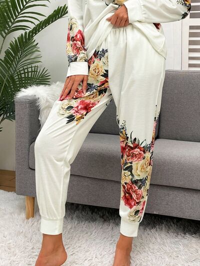 TEEK - White Printed Top and Drawstring Pants Lounge Set SET TEEK Trend
