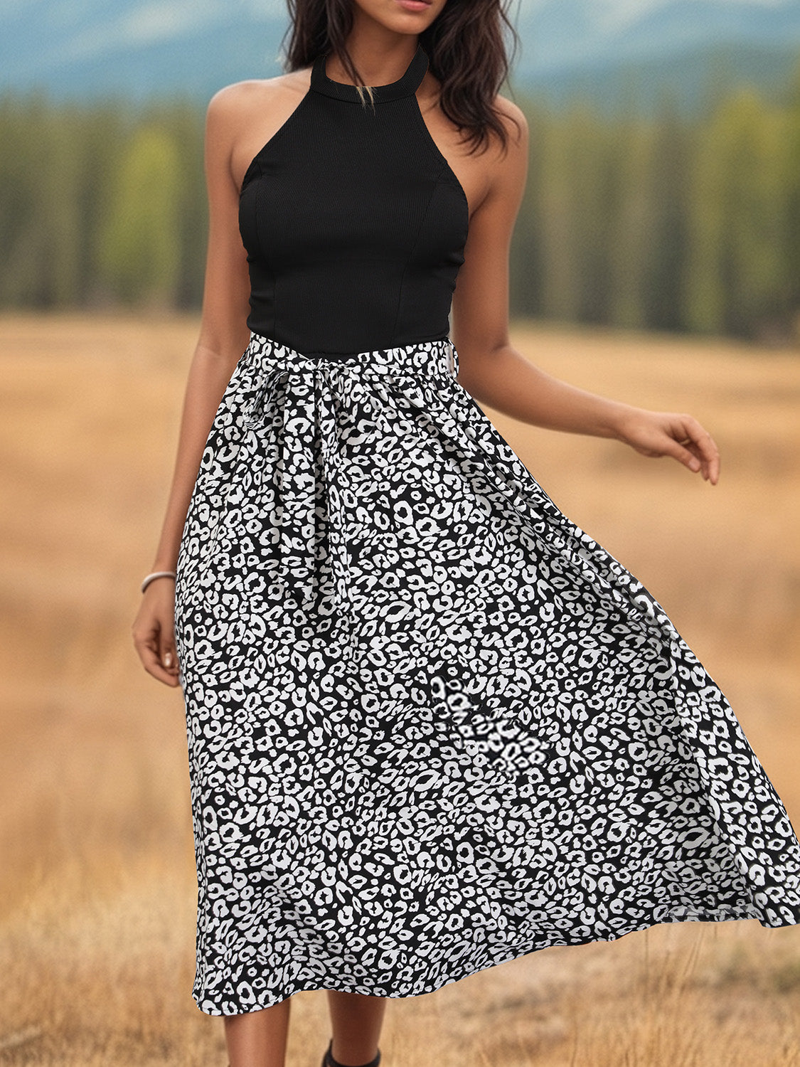 TEEK - Black Leopard Halter Neck Dress DRESS TEEK Trend