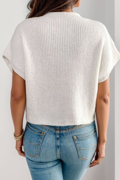 TEEK - Outline Flower Short Sleeve Sweater TOPS TEEK Trend