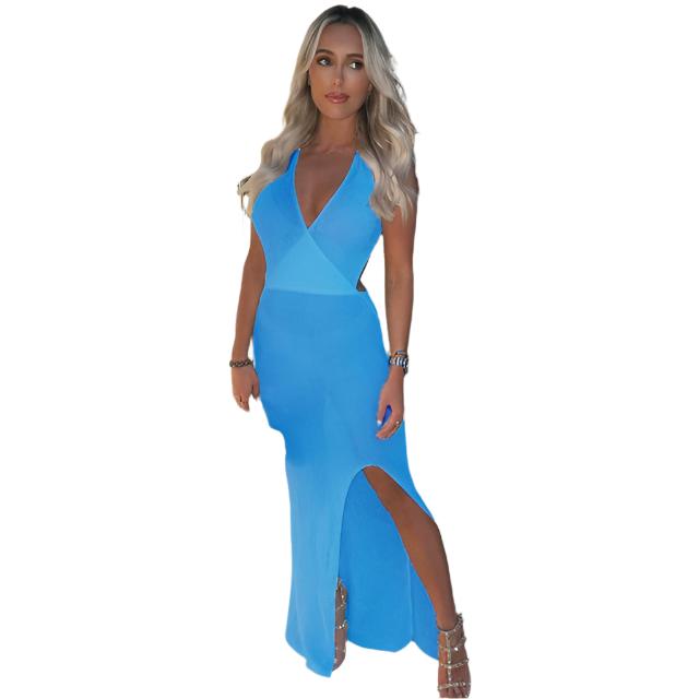 TEEK - Hollow Backless Cover Up DRESS theteekdotcom Blue S