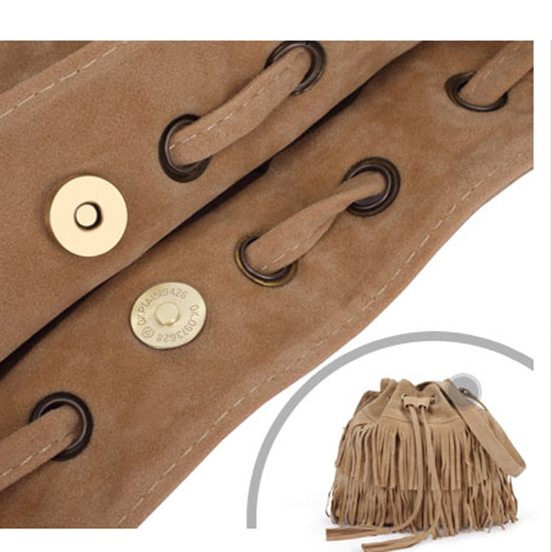 TEEK - Retro Faux Suede Fringe Bolsa Bag BAG theteekdotcom