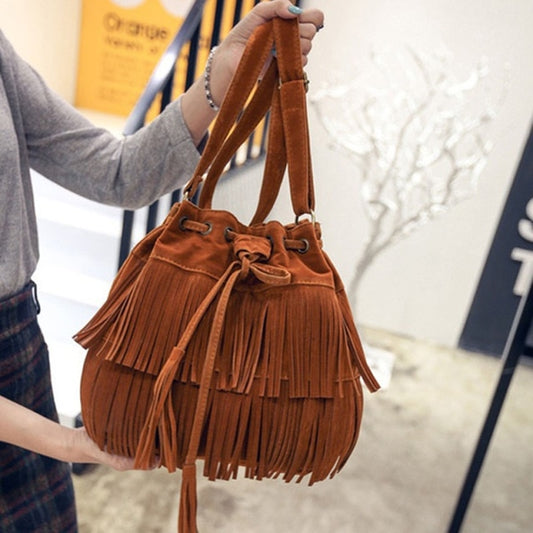TEEK - Retro Faux Suede Fringe Bolsa Bag BAG theteekdotcom Brown