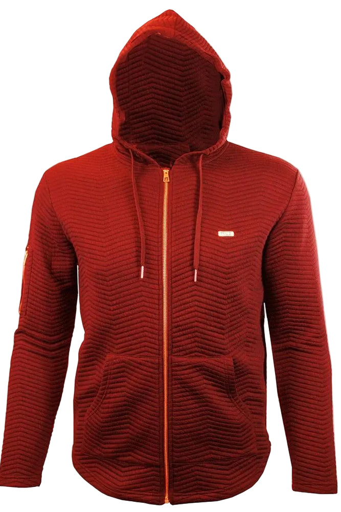M355 Makobi Jacquard Knit Hoody - Red Hoodie Makobi Jeans USA M RED