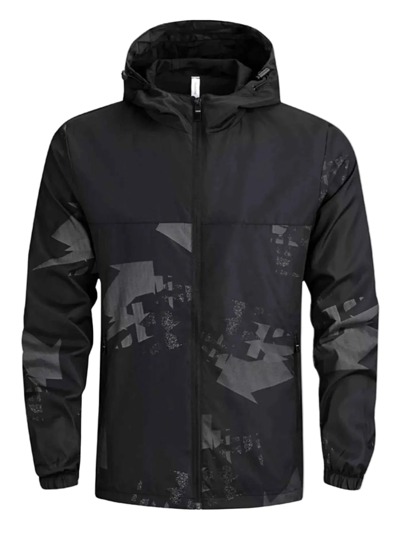 TEEK - Mens Plus Size Lightweight Hooded Windbreaker Jacket JACKET TEEK Trend Black L